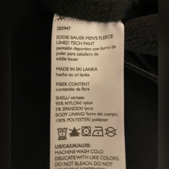 NWT Eddie Bauer Men's Water Repellent Fleece Lined Tech Pants. 36x32. - Picture 4 of 4